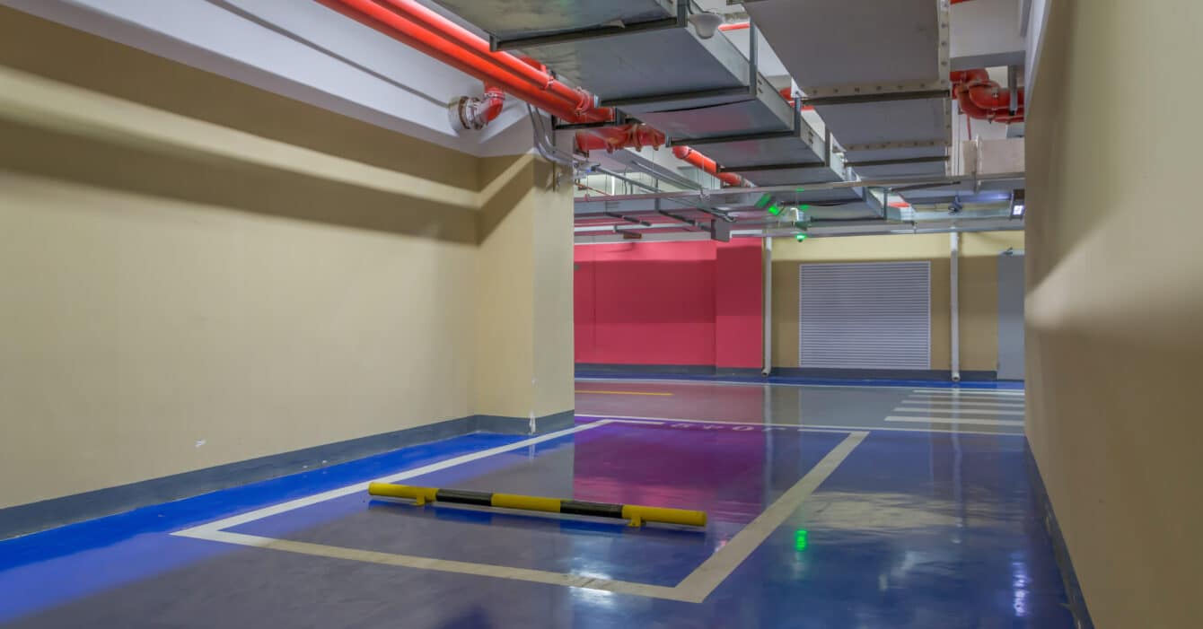 Parking garage underground interior