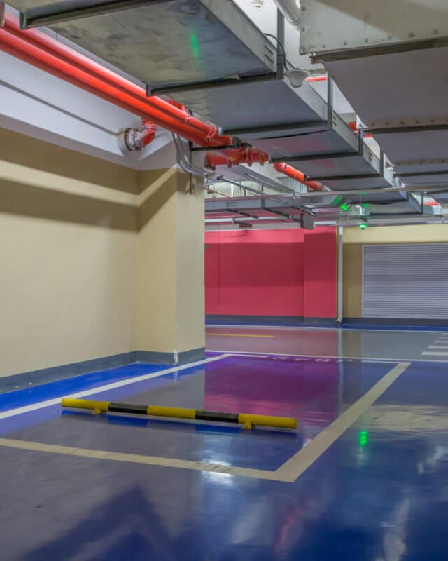 Parking garage underground interior